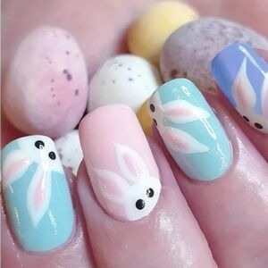 Colorful Easter Bunny Press On Nails